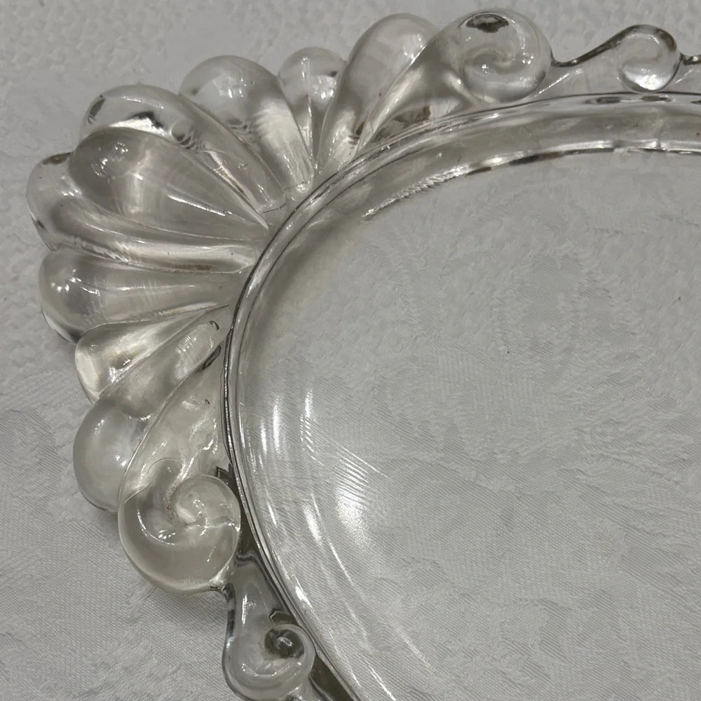 Vintage Heavy Glass Vanity Tray beautiful, intricate border 18 inches long